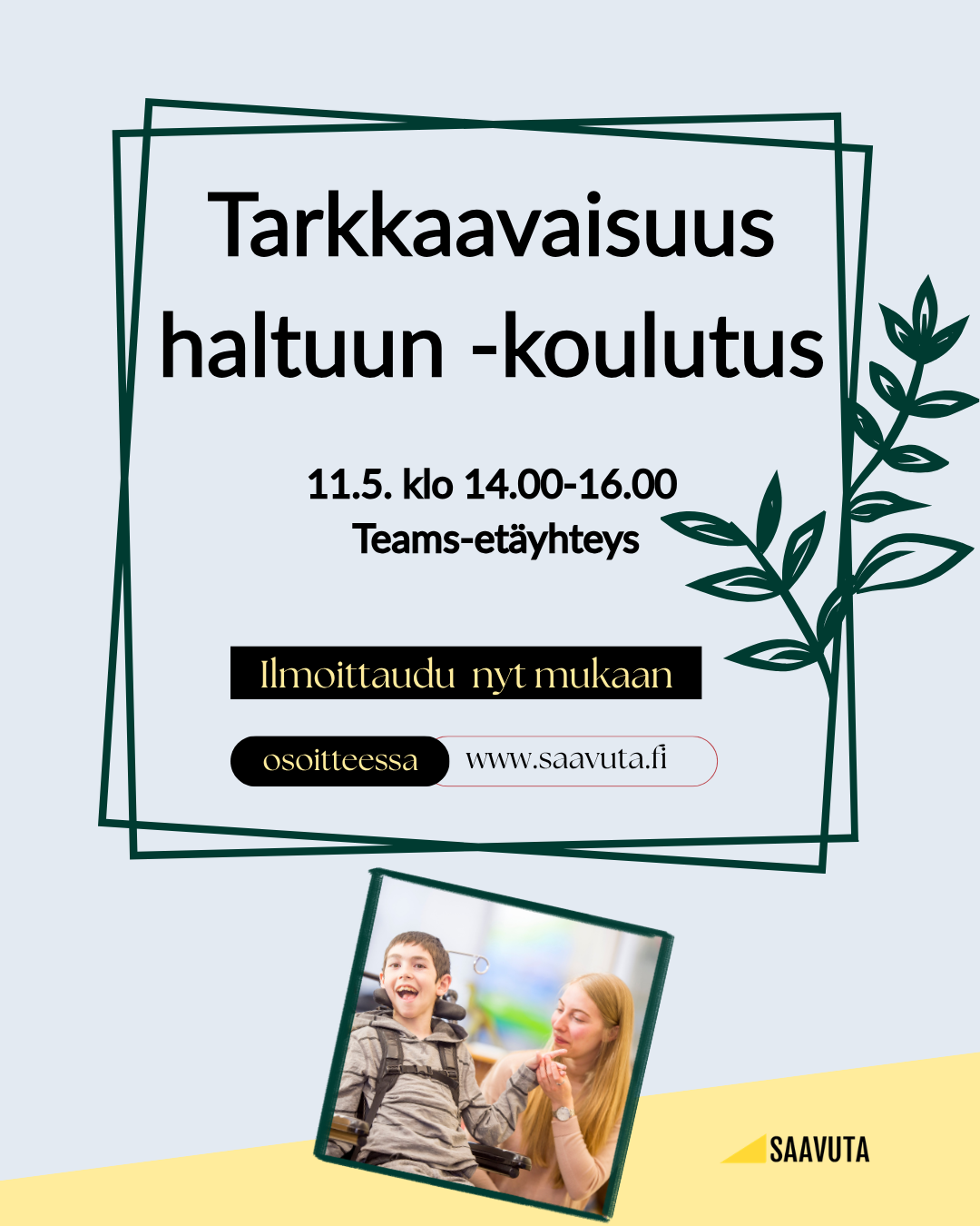 vihreät kehykset vinossa ja valokuva kahdesta henkilöstä